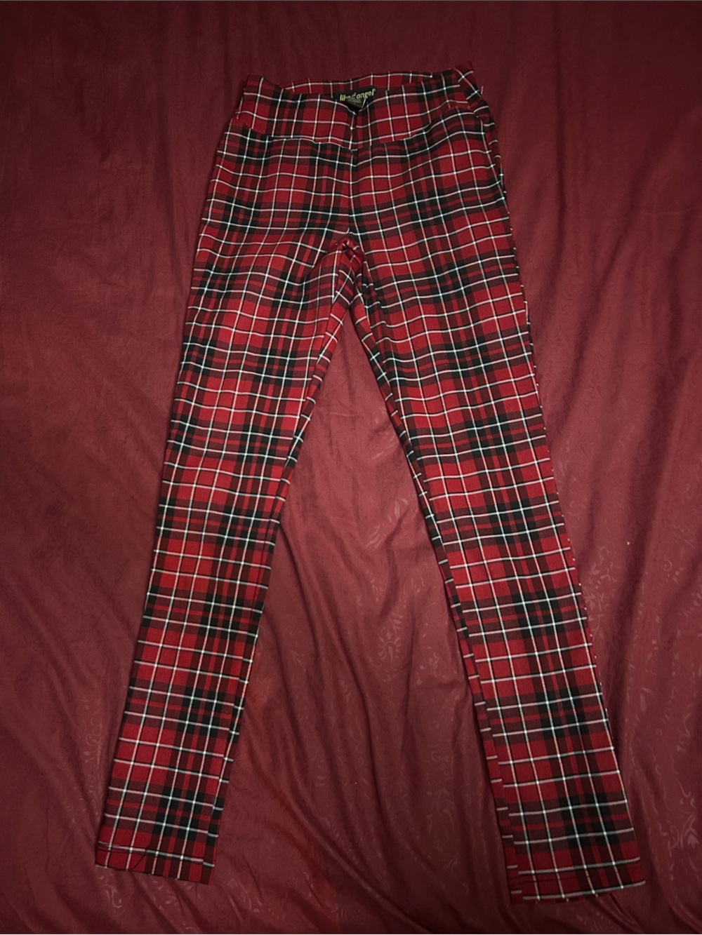 like an angel Red Plaid Kids Leggings